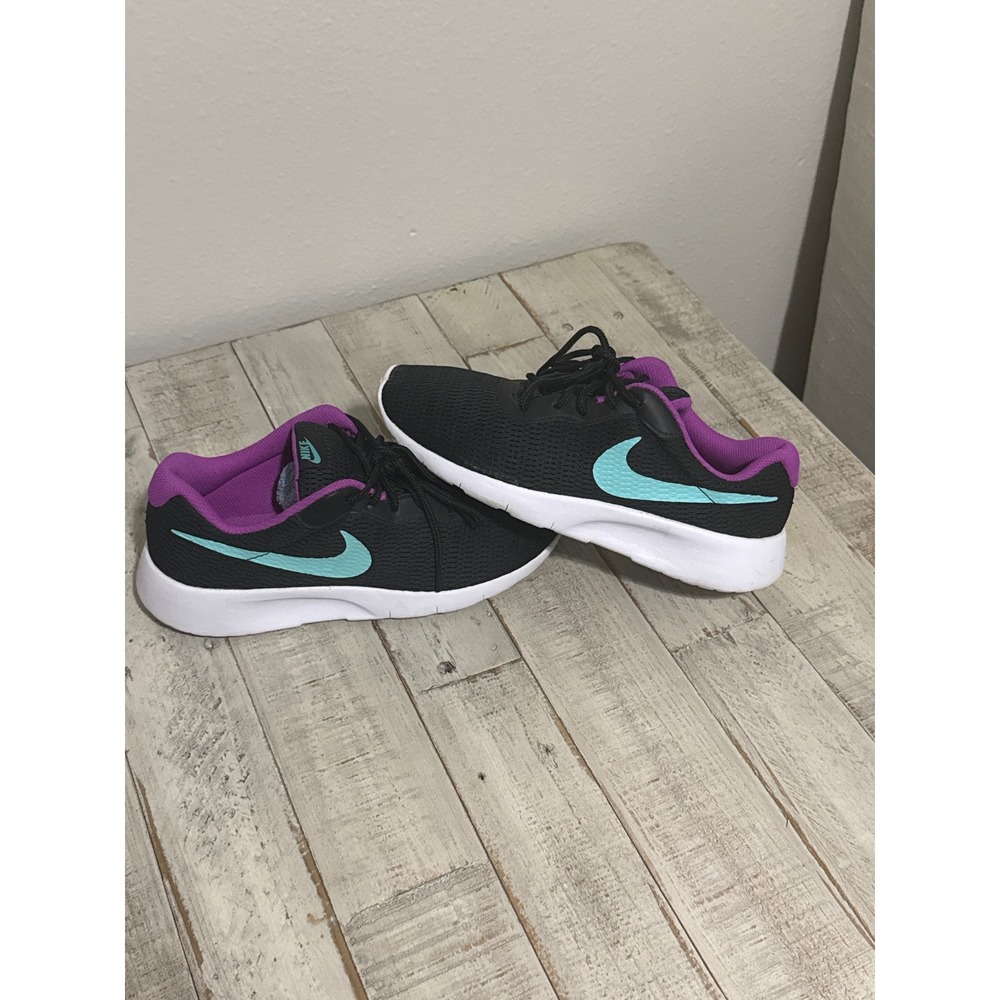 Nike Tanjun GS Black Purple Teal Running Shoes Sneakers 818381-026 Kids 6Y